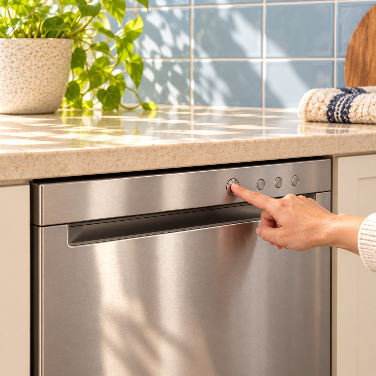 A cycle selected on the closed dishwasher