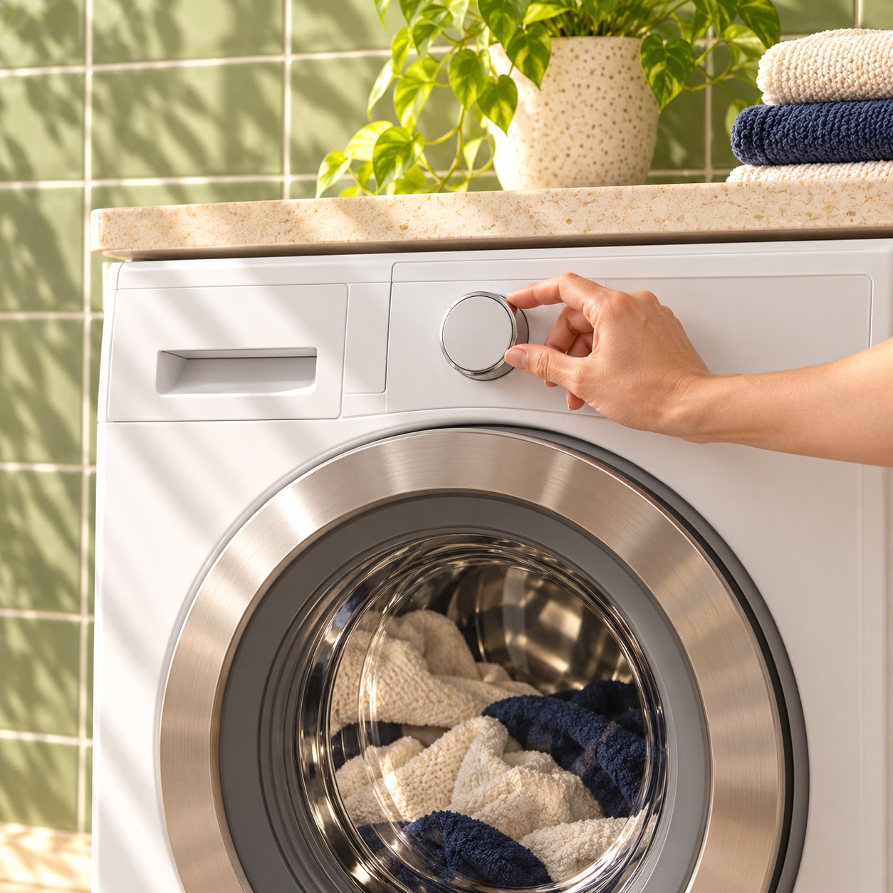 A wash cycle selected with the washer door closed