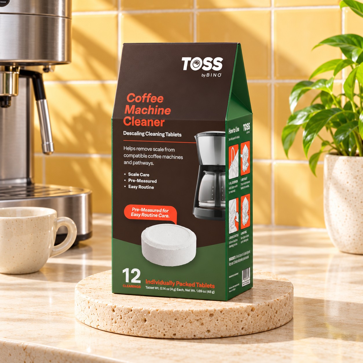 TOSS Coffee Machine Cleaner Tablets packaging