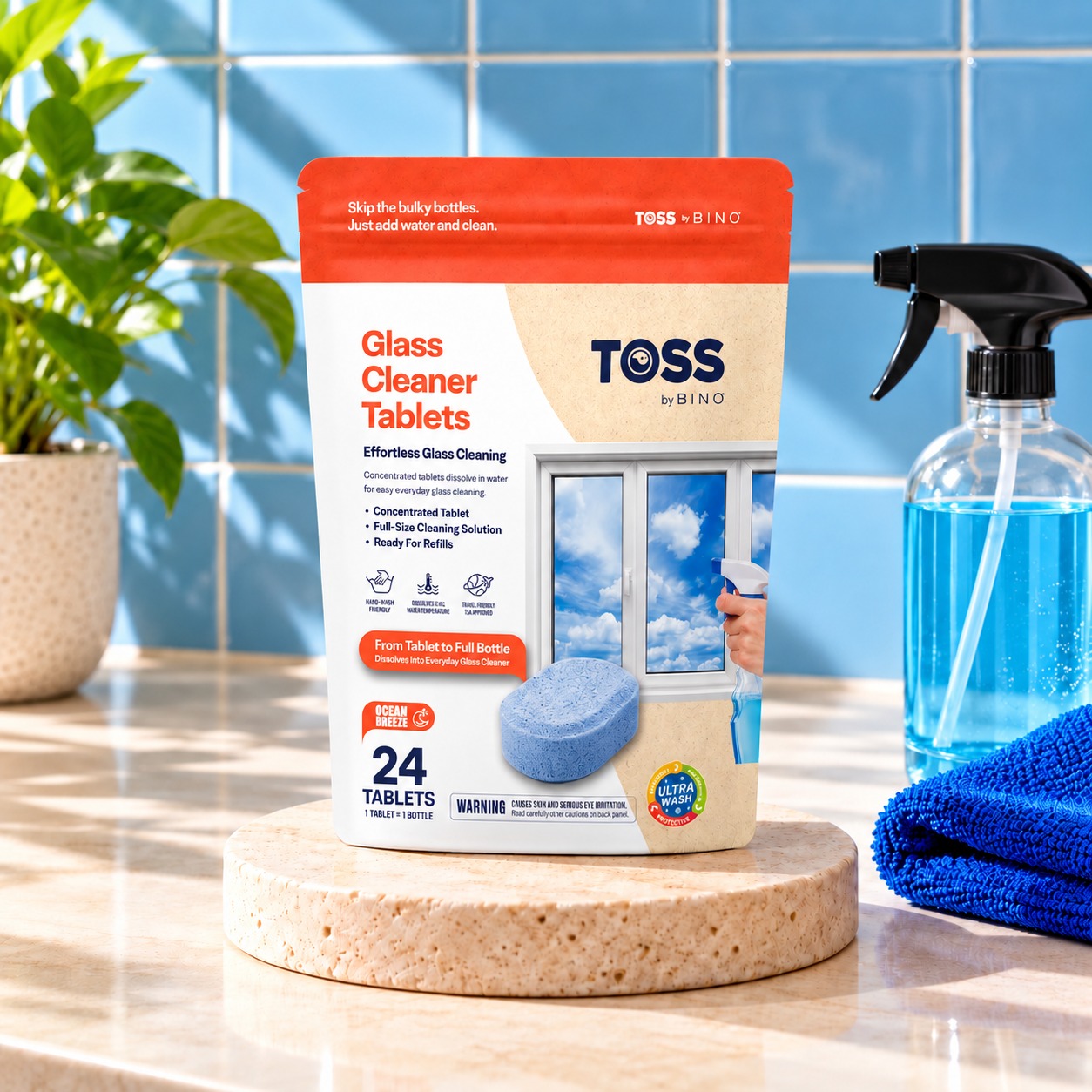 TOSS Glass Cleaner Tablets packaging